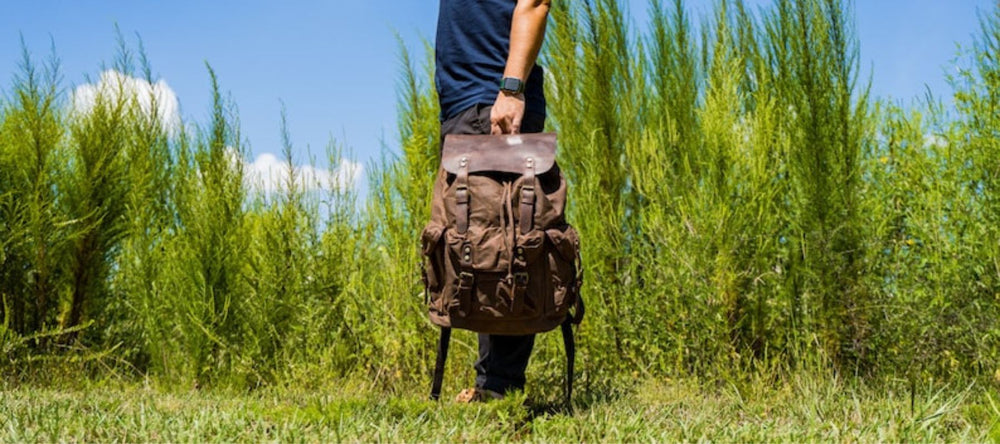 canvas leather travel backpack