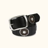 The Brass Sunflower - Leather Belt with Sunflower Pattern - Stylish Western Belt with Genuine Leather and Intricate Sunflower Design