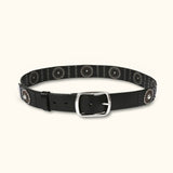 The Brass Sunflower - Black Leather Sunflower Belt - Stylish Western Belt with Genuine Leather and Intricate Sunflower Design