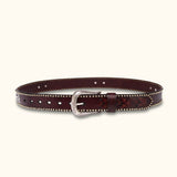 The Broken Banjo - Coffee Studded Leather Western Belt -  with Studded Details