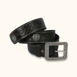 The Misty Mongolian - Black Western Belt for Men - Stylish Belt with a Touch of Mongolian Inspiration