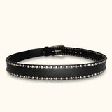 The Sorcerer's Secret - Black Leather Belt for Women - Elegant Belt with Black Leather
