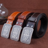 The Stitch Up - Camel, Brown, and Coffee Double Needle Stitch Leather Western Belts - Classic Men's Leather Belts with Intricate Stitch Detailing