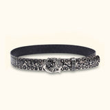 The Tiger Buckle - Gray Knurling Flower Western Belt - Stylish Western Belt for Cowboys and Cowgirls with a Chic Gray Knurling Flower Design