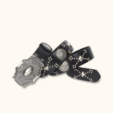 The Whiskey Blues - Western Leather Belt - Classic Black Leather Belt with Western-inspired Design