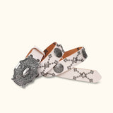 The Whiskey Blues - White Western Leather Belt - Stylish Leather Belt with Western-inspired Design