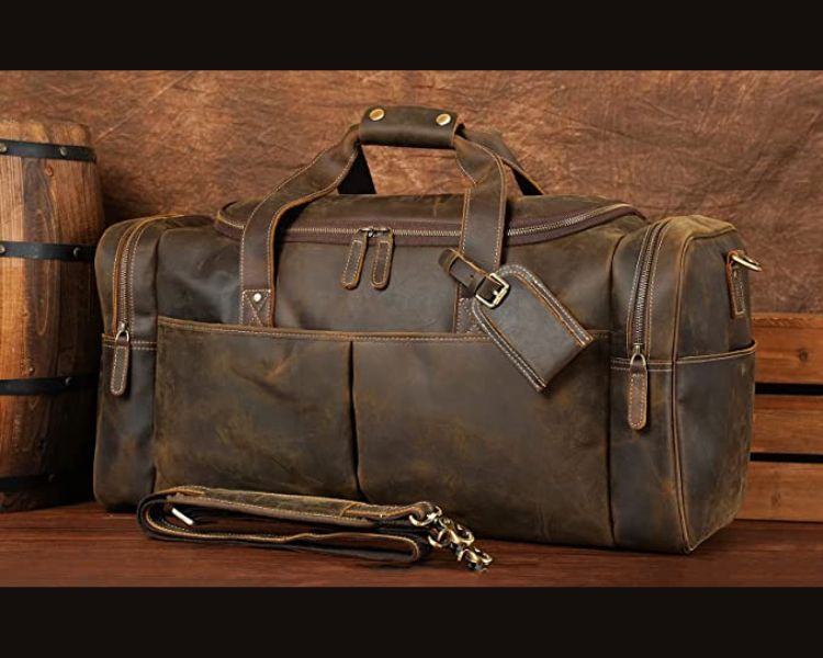 buy leather duffle bag 
