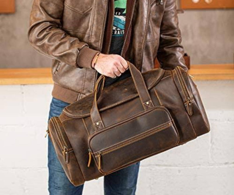 stylish leather travelling bag