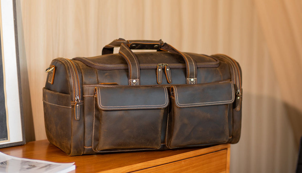 buy leather travel duffle bag online