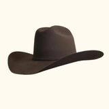 Front view of the Midnight Ridge Cowboy Hat in brown, featuring a Cattleman crown and traditional brim.