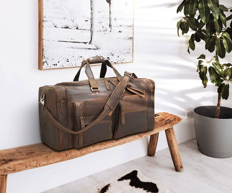 Sophisticated weekend duffle bag, an ideal travel companion for short getaways, featuring style and convenience.