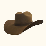 Western Nomad Felt Cowboy Hat in brown, featuring a classic Brick rodeo style crown and finely sanded raw edge brim.