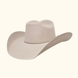 Western Nomad Felt Cowboy Hat in silver belly, emphasizing its stylish Brick rodeo crown and traditional shapeable brim.