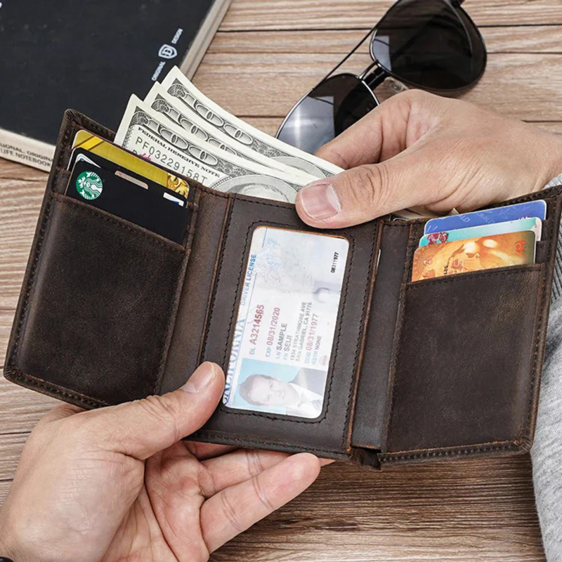 Western Trifold Wallet - Bull Sheath Leather