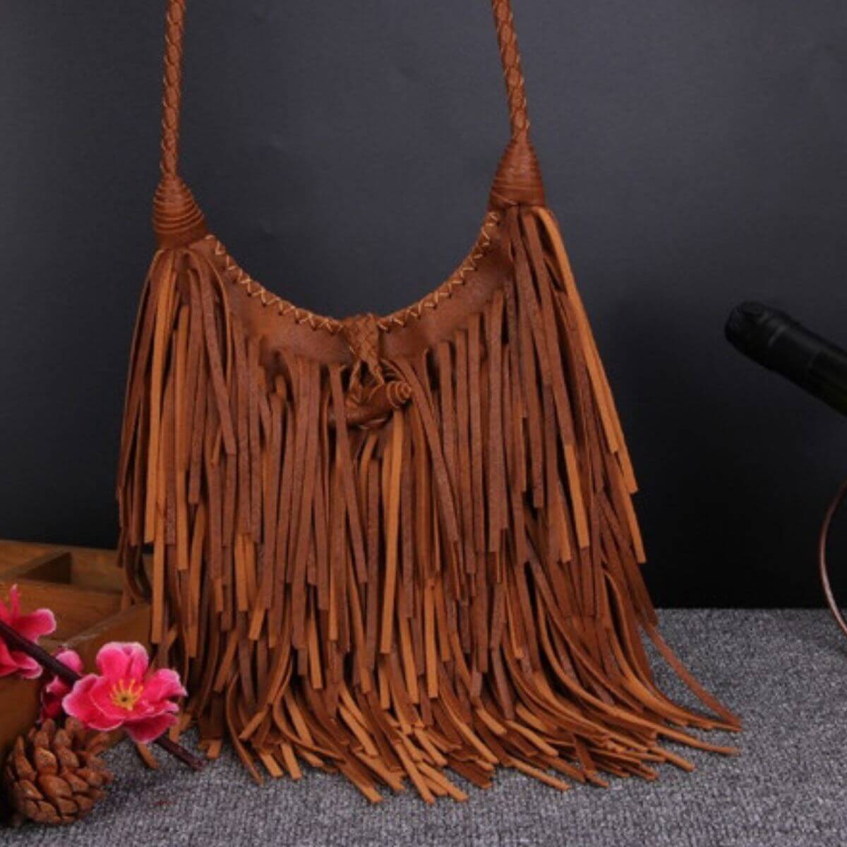 NWT Fadeon Tan Brown Sling Travel Crossbody Tassel Bag Nashville - Women main image 3
