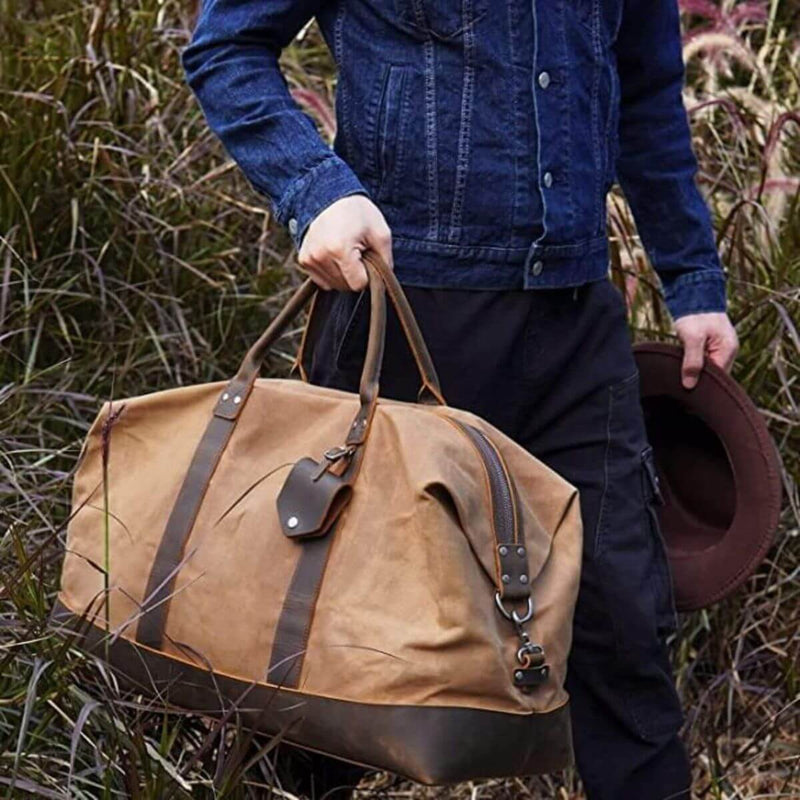 Waxed Canvas Duffel Bag - A sophisticated and durable travel companion.
