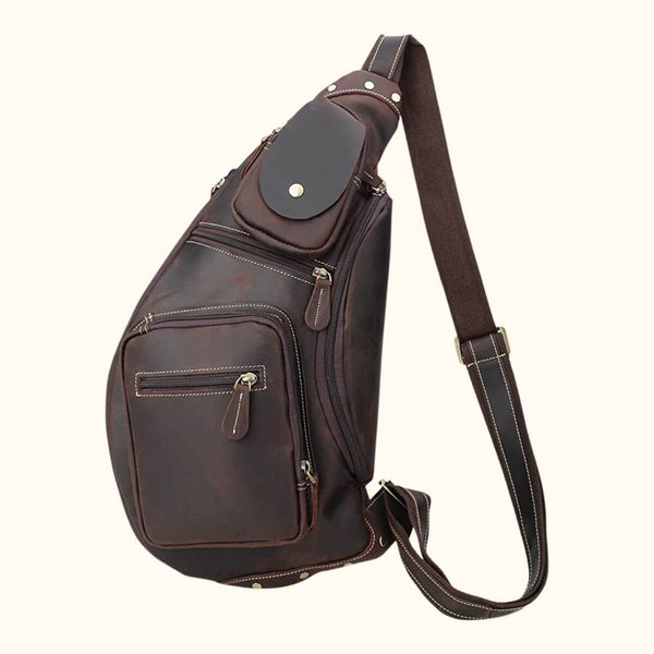LEATHER SLING BAG (BROWN)|Sling bags from Joboy