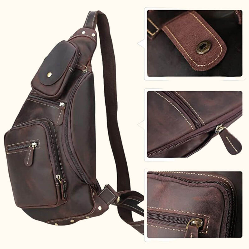 Genuine Brown Mens Leather Sling Bag