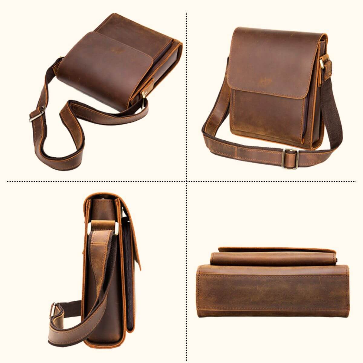 brown leather messenger backpack The Rustic Rambler