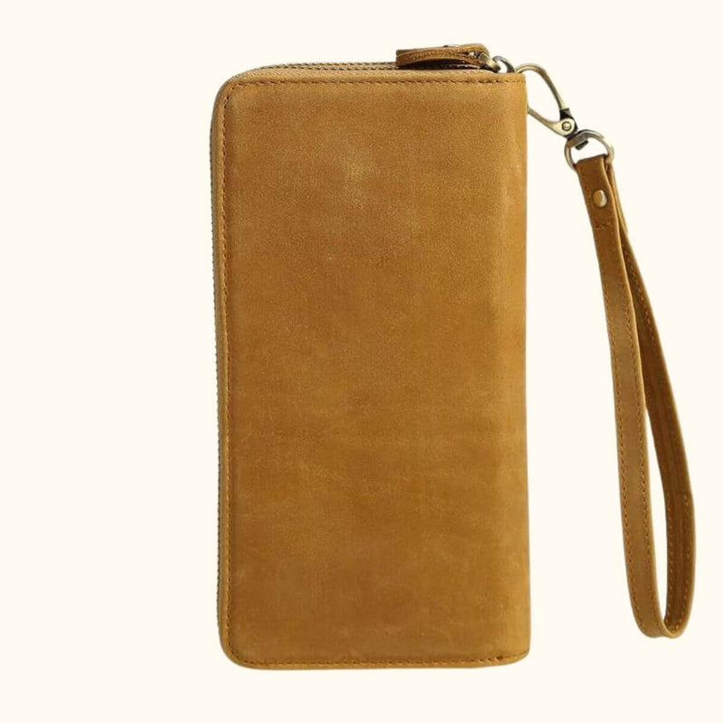 Light Brown Genuine Leather Phone Wallet