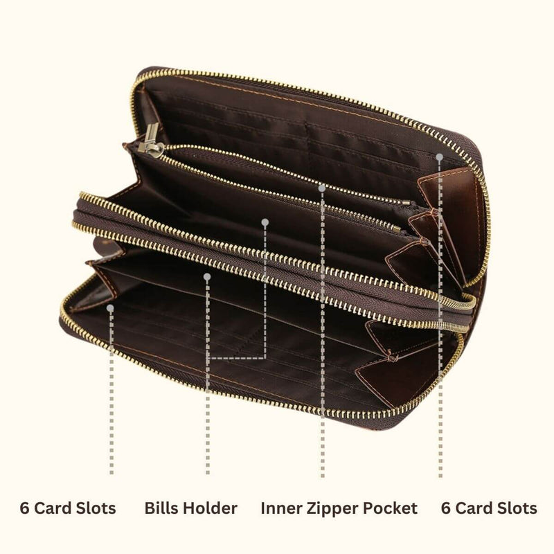 Open Genuine Leather Phone Wallet