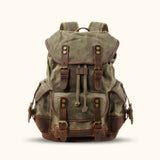Army Green Vintage Canvas Backpack - Embrace a rugged and timeless look with this army green vintage canvas backpack, perfect for adventurers seeking style and durability.