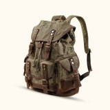 Army Green Vintage Canvas Leather Backpack - Combine rugged durability and classic style with this army green vintage canvas leather backpack, ideal for the modern explorer.