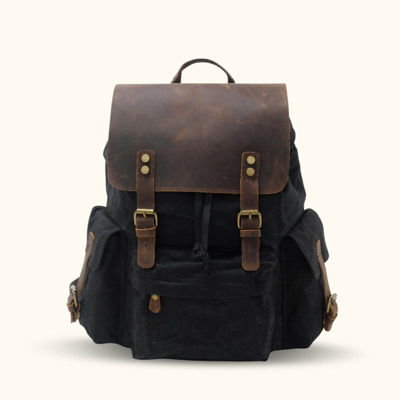 Black Unisex Canvas Backpack - A chic and versatile choice for all genders, blending style and functionality to accompany you on any adventure.