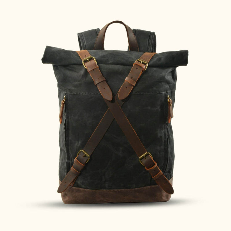 canvas backpack black leather The Mountaineer | Waxed Canvas Rucksack