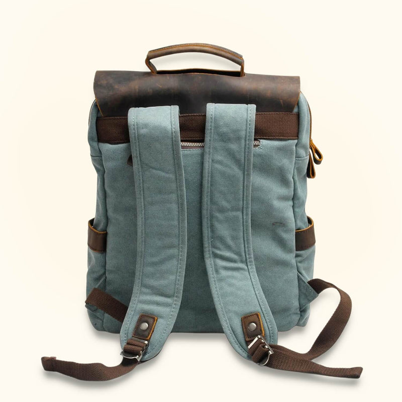 canvas leather backpack blue The Summiter