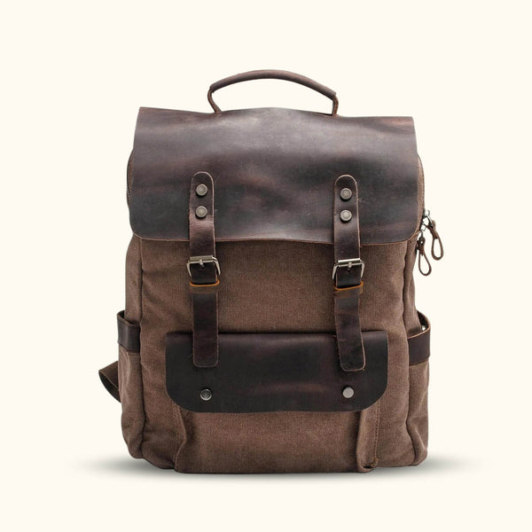 Brown Canvas Laptop Backpack - A versatile and stylish choice, this brown canvas backpack is designed to carry your laptop and essentials in timeless fashion.