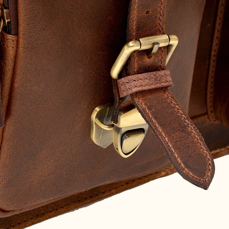 The Open Planes - Buffalo Brown Leather Vintage Briefcase