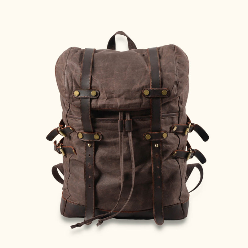 The Roamer Vintage Canvas Hiking Backpack Western Leather Goods