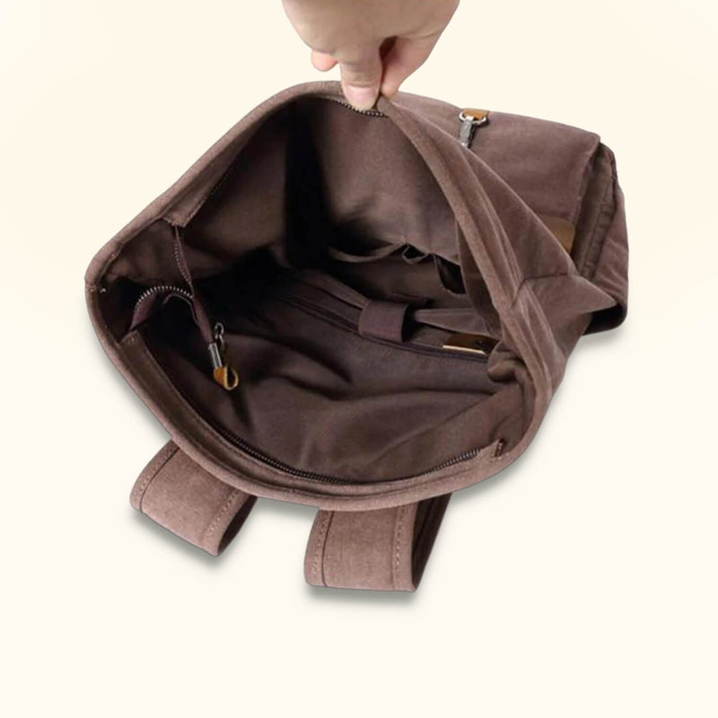 Coffee Soft Canvas Laptop Backpack - Brew up your style with this sophisticated coffee-colored canvas backpack, specially designed to protect and carry your laptop in comfort and elegance.