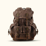 Coffee Vintage Canvas Backpack - Unleash your retro style with this coffee-colored vintage canvas backpack, perfect for adding a touch of nostalgia to your everyday look.