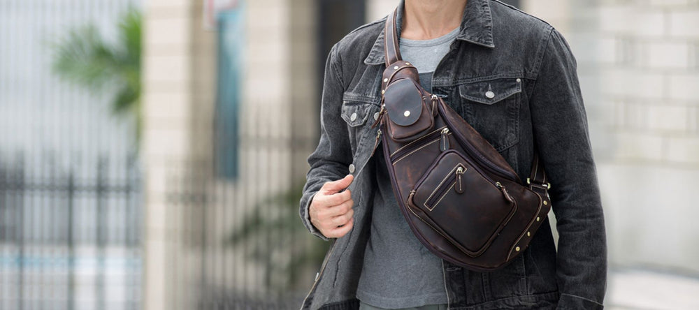 Mens leather sales sling bags online