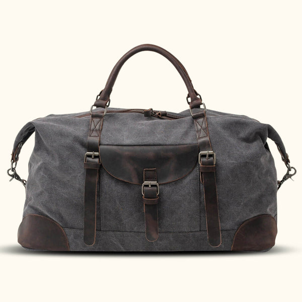 Classic Gray Canvas Weekender Bag – Perfect for Travel and Adventure