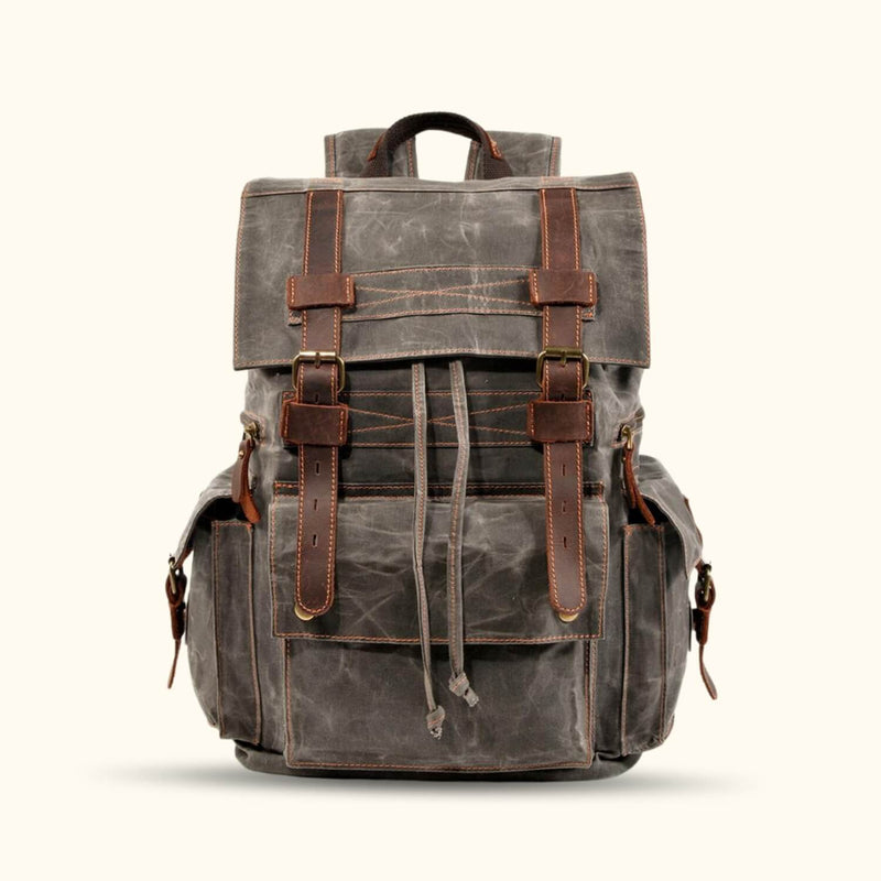 Wax Canvas With Full Grain Leather Travel Backpack Waterproof Waxed Canvas  Laptop Rucksack Canvas Outdoor Backpack
