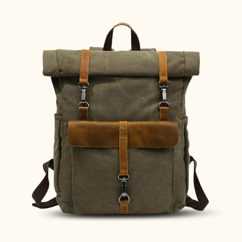 Green Army Soft Canvas Backpack - Embrace a rugged yet stylish look with this versatile green army canvas backpack, designed for comfort and functionality in your daily pursuits.