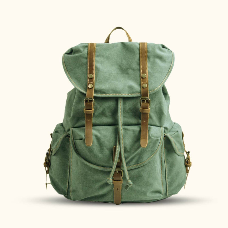 Lake Green Canvas School Backpack - Embrace nature's hues with this trendy and reliable companion for your school adventures.
