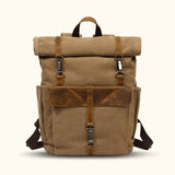 Khaki Soft Canvas Backpack - Experience a blend of timeless charm and comfort with this khaki canvas backpack, perfect for your everyday needs and outdoor escapades.