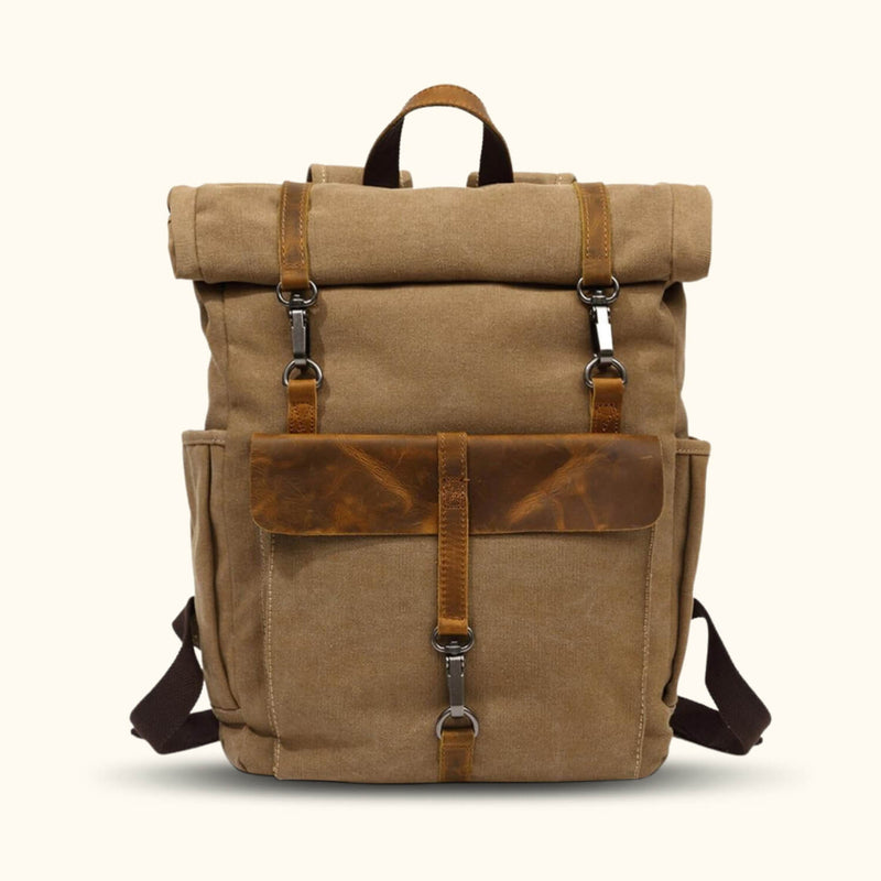 Khaki Soft Canvas Backpack - Experience a blend of timeless charm and comfort with this khaki canvas backpack, perfect for your everyday needs and outdoor escapades.