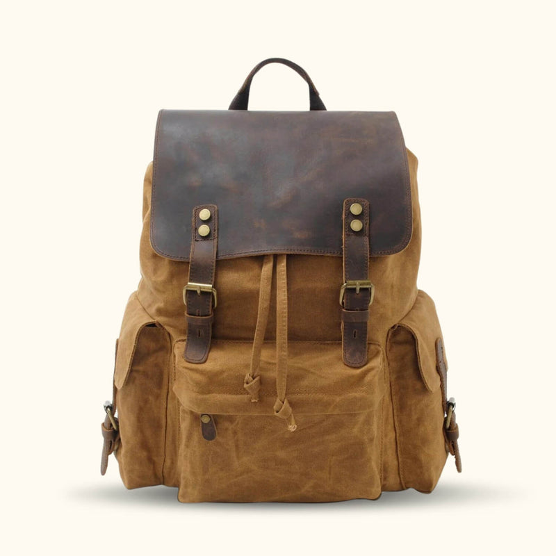 Khaki Unisex Canvas Backpack - A versatile and stylish backpack suitable for anyone, designed for both fashion and functionality.