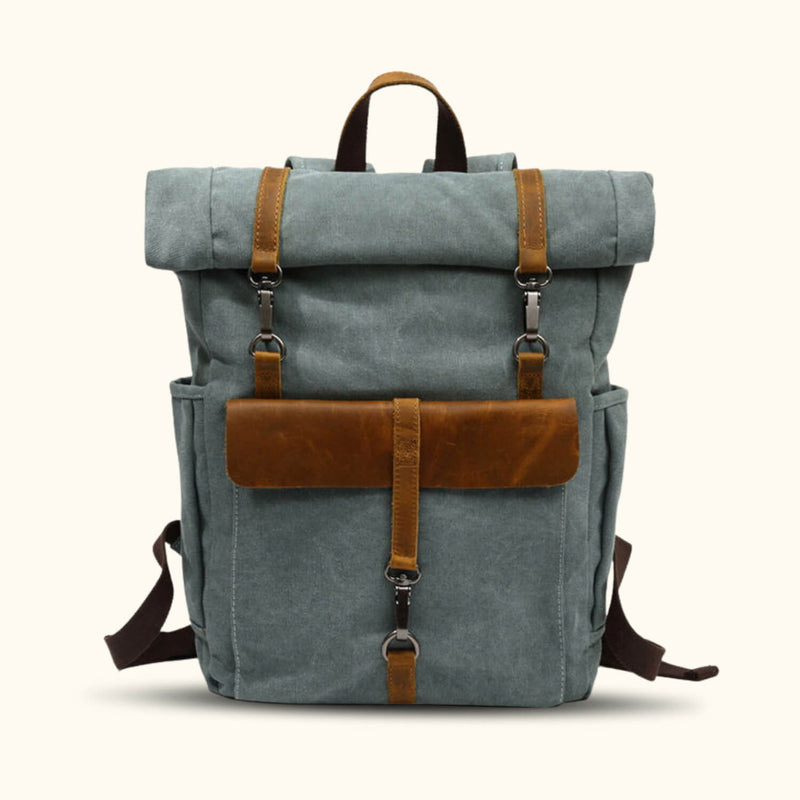 Lake Green Soft Canvas Backpack - Dive into nature's hues with this tranquil lake green canvas backpack, offering both comfort and style for your everyday adventures.