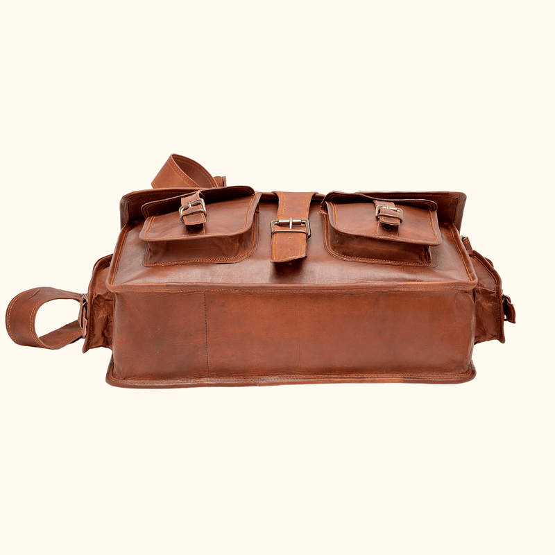 The Old Town - Vintage Leather Saddle Bag Briefcase