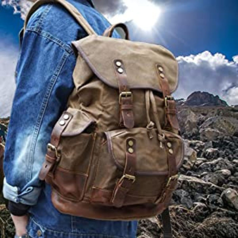 leather school backpack
