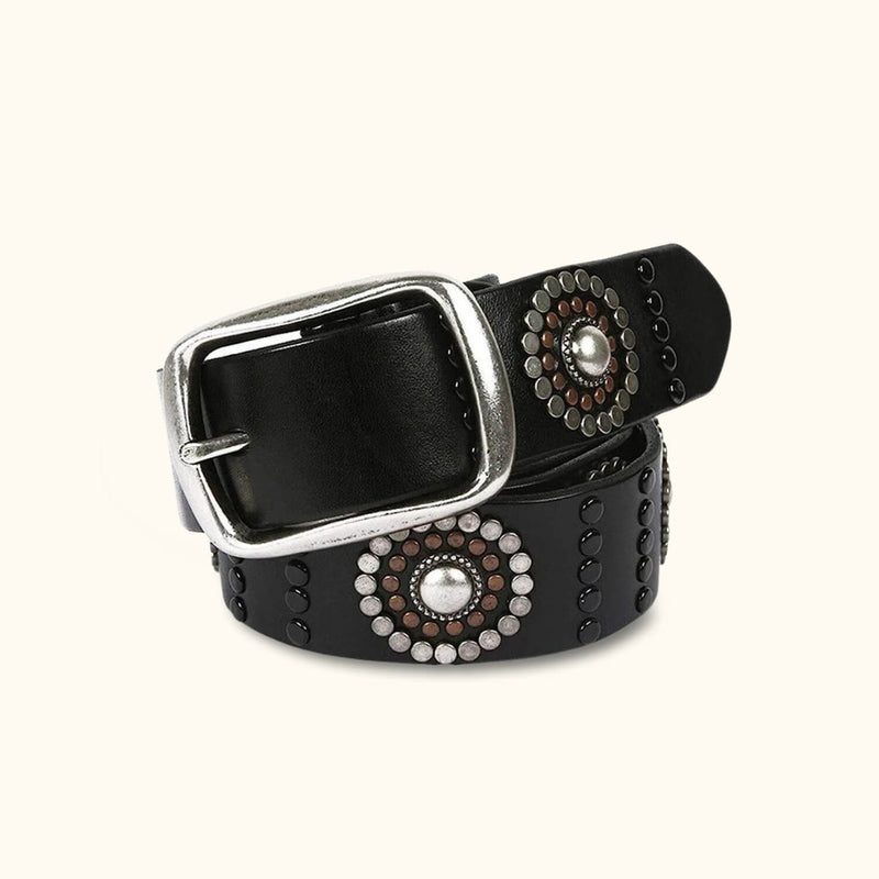 The Brass Sunflower -  Leather Belt with Sunflower Pattern - Stylish Western Belt with Genuine Leather and Intricate Sunflower Design