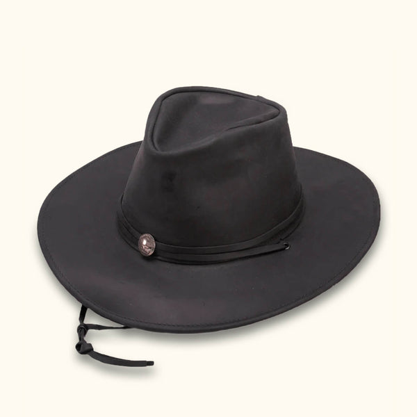 Black Classic Leather Western Hat - Western Leather Walker Hat 