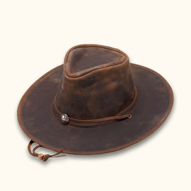 Brown Western Leather Walker Hat - Classic Leather Western Hat