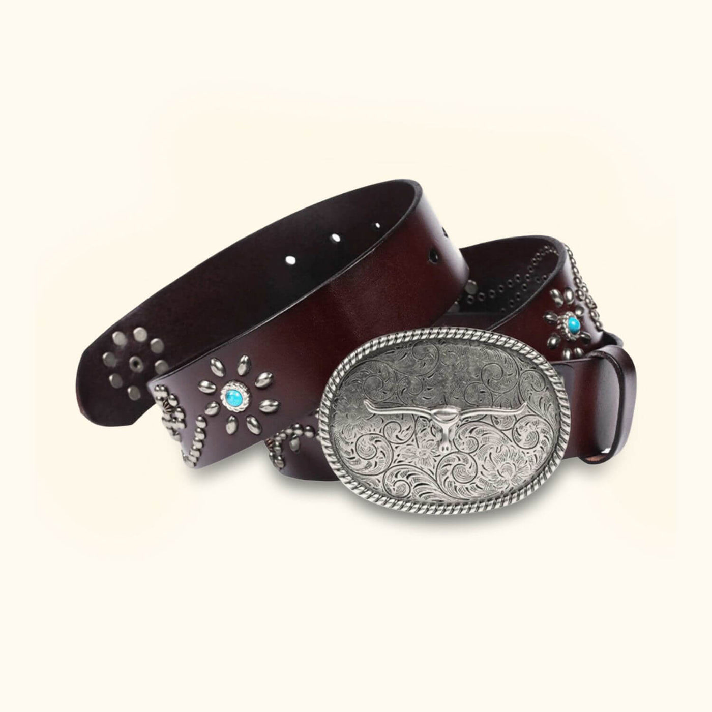 The Bull Buckle - Turquoise Inlaid Western Belt – Western 